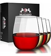 Bravario Unbreakable Stemless Plastic Wine Glasses | Reusable | Shatterproof 100% Tritan Plastic ...