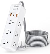 Flat Plug Power Strip Surge Protector, 5ft Ultra Thin Extension Cord with 4 USB Wall Charger(2 US...