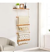 Gomyrod 5-Layer Wooden Blanket Ladder, 2-in-1 Towel Racks Blanket Quilt Towel Holder Rack Decorat...