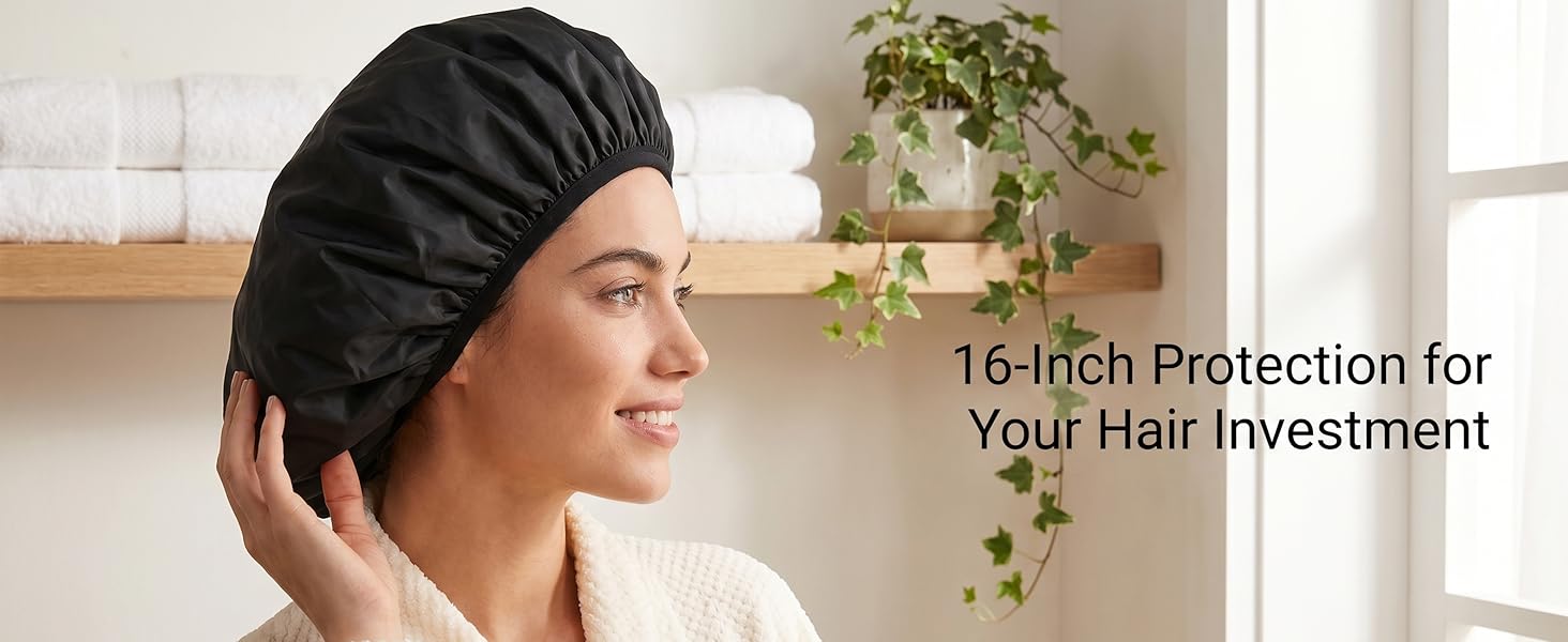 Jumbo shower cap for women reusable waterproof protect your hair blowout keep hair dry