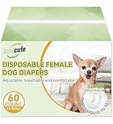 IMMCUTE Puppy Diapers Female, 60 Count, Super Absorbent Dog Period Diapers Female Adjustable Wais...