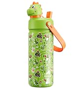 Kids Water Bottle for School: 2-in-1 Straw Spout Lid with Soft Animal Head, Leakproof