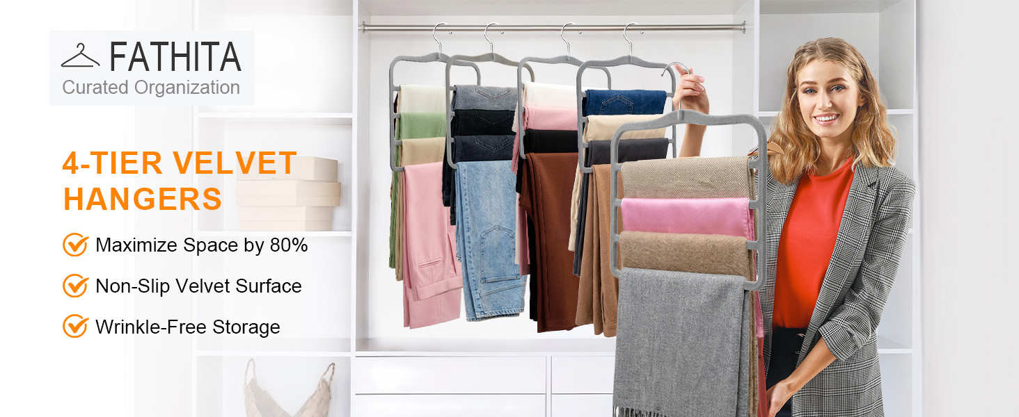 2 pack versatile velvet pants hangers for small closet space saving organization