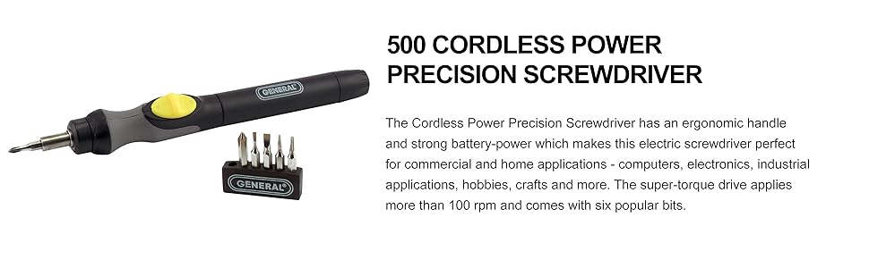 screwdriver, cordless screwdriver, precision cordless screwdriver, general tools