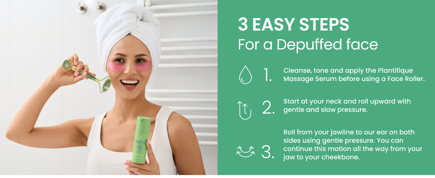 Friends share a facial roller massager for a spa day while showing how to use the massage set