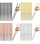 10 Pairs Stainless Steel Chopsticks Set Kitchen Dinning Utensils Non-slip Chop Sticks Durable Eas...