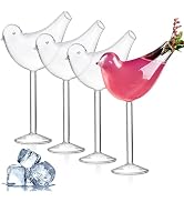 Mezchi 4 Pack Bird Cocktail Glasses, 160ml/5.4 Oz Bird Shaped Martini Glass, Clear Fancy Drinking...