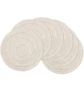 SHACOS Round Placemats Set of 6 Braided Circle Place Mat Washable 15 inch Table Mats for Kitchen ...
