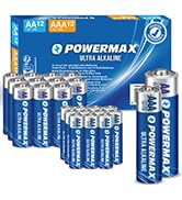 Powermax Double AA and Triple AAA Batteries 24-Count Combo Pack, 12-Count Each, Ultra Long Lastin...