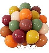Adeyoo Thanksgiving Balloons, 50Pcs 7-Color Fall Balloon Set, Harvest Decor | 12 Inch Autumn Colo...