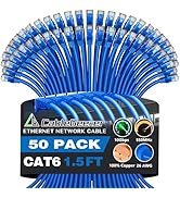 CableGeeker Cat 6 Ethernet Cable 1.5 ft (50-Pack) - Cat6 Patch Cables 10G Support, Snagless RJ45 ...