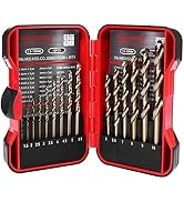 Hymnorq Cobalt Drill Bits 15PC Set, Metric Size 1.5-10mm in Indexed Case, M35 Grade HSS Co Fully ...