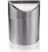 LoveInUSA Mini Table Trash Can Recycling Brushed Stainless Steel Wave Cover Counter Top Garbage Bin