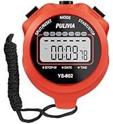 PULIVIA Stopwatch Timer Lap Split Digital Stopwatch with Clock Calendar Alarm, Large Display Stop...