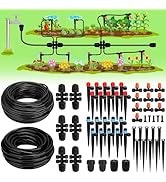 Landtouch Drip Irrigation System, 40FT 1/2" Mainline & 100FT 1/4" Tubing, with Adjustable Drip Em...