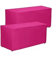PLOYMONO 2 Pack Fitted Fuchsia Tablecloths - 72 x 30 Inch - Rectangle Table Cloths for 6 Foot Tab...