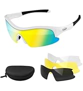 Hurdilen Polarized Kids Cycling Sunglasses, 4 UV Interchangeable Lenses, Boys Girls Lightweight G...