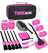 THINKWORK Pink Car Duster Interior Kit, Perfect Car Detailing Brush Kit for Cleaning Windows,Wind...