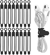 Nearockle 16Pcs Silicone Cable Straps Wire Organizer for Earphone, Phone Charger, Mouse, Audio, C...