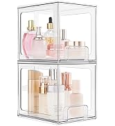 SMARTAKE 2 Pack Stackable Makeup Organizer Drawers, Acrylic Bathroom Organizers, 6.6