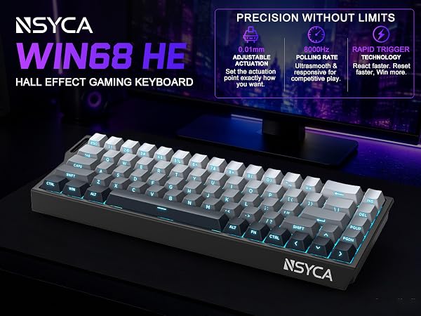 Hall Effect keyboard with rapid trigger magnetic switches mechanical gaming keyboard for FPS