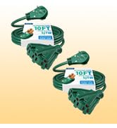 DEWENWILS 360° Rotating Flat Extension Cord 2 Pack 10FT Green, ETL Listed | Weatherproof 16/3 SJT...