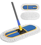 Commercial Dust Mop for Floor Cleaning - Industrial Wet Dry Broom with 2 Washable Mops Pads for H...