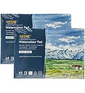 Artme A5 Watercolor Pad 2 Pack Landscape 300 GSM 12 Sheets Cold Pressed | Acid Free Dual Textured...