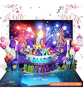 3D Musical Birthday Card with Blowable LED Light Candle, DIY 0-9 Numbers, Happy Birthday Pop Up C...