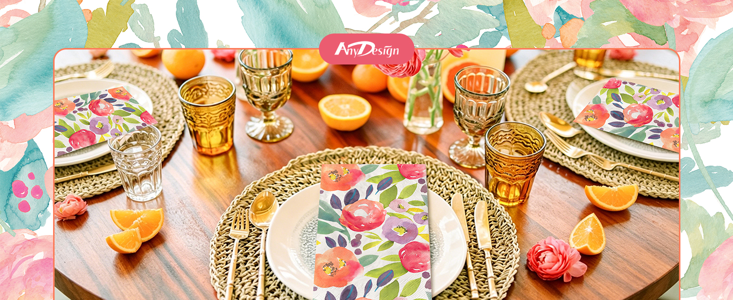 80 Pcs Floral Guest Napkins