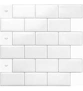 Art3d Premium 10-Sheet Peel and Stick Tile Backsplash - 12"x12" for Kitchen , Bright White