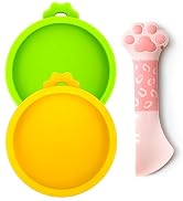 Comtim Small Cat Food Can Lids with Cat Food Spoon Set, Silicone Cat Food Can Covers Lids for 3 o...