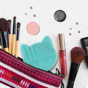 makeup brush mat handle cleaning pad cosmetic silicone drying rack organizer holder organizers