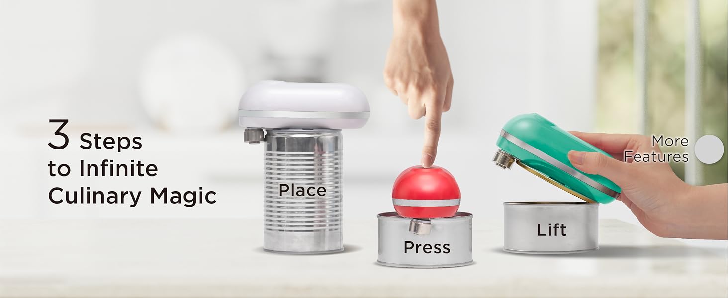 kitchen mama rechargeale can opener three steps to open cans hands free one hands operation