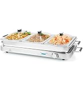 ARLIME Food Warmer Buffet Server, 450W Stainless Steel Electric Warming Tray, Adjustable Temperat...