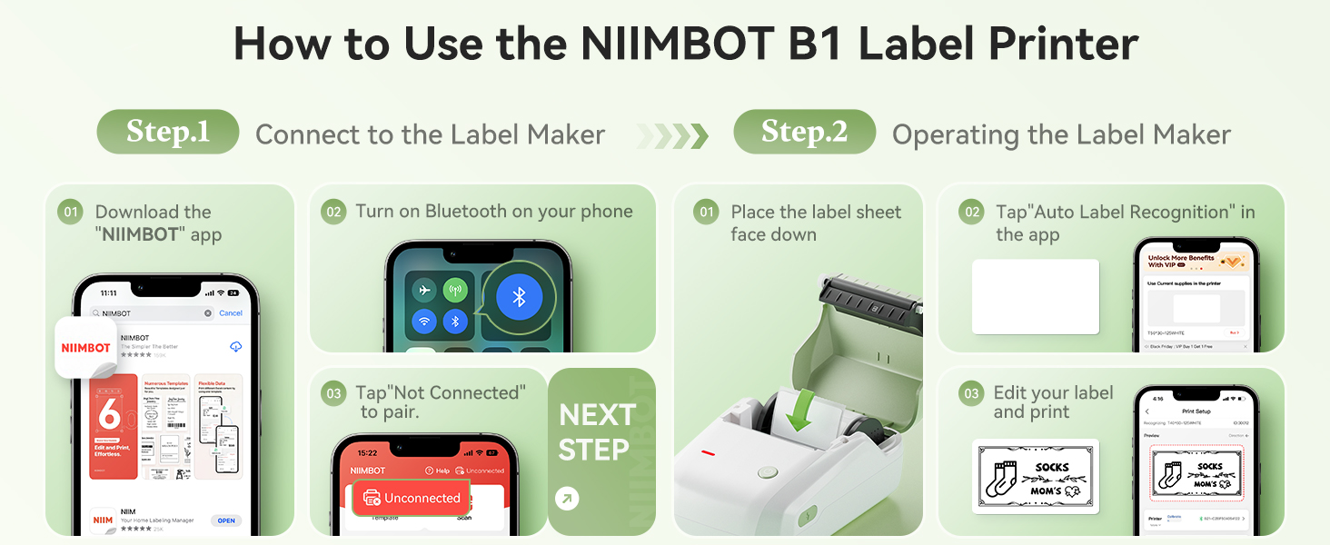 how to use the NIIMBOT B1 LABEL MAKER