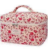 Gosect Large Makeup Bag, Cute Cosmetic Bag for Women Girls, Floral Coquette Aesthetic Toiletry Ba...