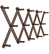SKOLOO Accordion Wall Hanger, Modern Expandable Coat Rack Wall Mounted, Solid Wooden Wall Hat Rac...