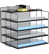 LUCYCAZ 4 Tier Desk Organizer - Stackable Paper Tray, Paper File Organizer for Desk, 5 Trays Mesh...