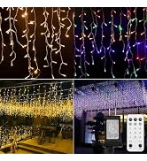 Icicle Christmas Lights Outdoor, 40FT 432 LED Icicle Lights with 81 Drops, Icicle String Lights w...