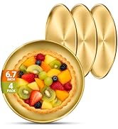 Offiper Stainless Steel Plates, 4 Set 6.7 inch Mini 201 Metal Food Serving Plate, Reusable Snack ...