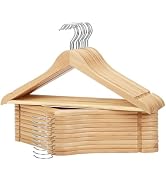 StorageWorks Wooden Suit Hanger, Heavy Duty Clothes Hangers 20 Pack, Natural Wood Color, Natural ...