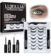 Luxillia Magnetic Eyelashes Kit – 10 Piece Magnetic Eyelash & Eyeliner Set with Applicator – Natu...