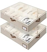 StorageWorks Under Bed Shoe Storage for Closet, 2-Pack Ultra-thick Fabric Shoe Organizer, Collaps...