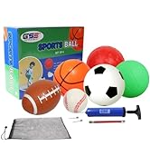 Set of 6 Mini Sports Balls with Pump, Included 5-inch Soccer Ball, Basketball, Volleyball and Pla...