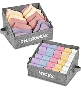 Lukeline 2 Pack Underwear and Sock Organizer,Foldable Closet Storage with Handle,Fabric Trapezoid...