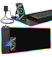 RGB Mouse Pad with Foldable Phone Stand & Wireless Charger, 31.5"x11.8" XL Gaming Mousepad Large ...
