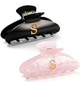 CWJCYTNSN 2 PCS Hair Claw Clips for Women Non-slip Black Pink Claw Clips for Thick Thin Hair Styl...