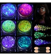 Teenitor 6 Colors Glow in The Dark Glitter Gel, Face Glitter Gel, Body Glitter Hair Glitter for H...