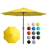 JEAREY 9FT Outdoor Patio Umbrella Outdoor Table Umbrella with Push Button Tilt and Crank, Market ...